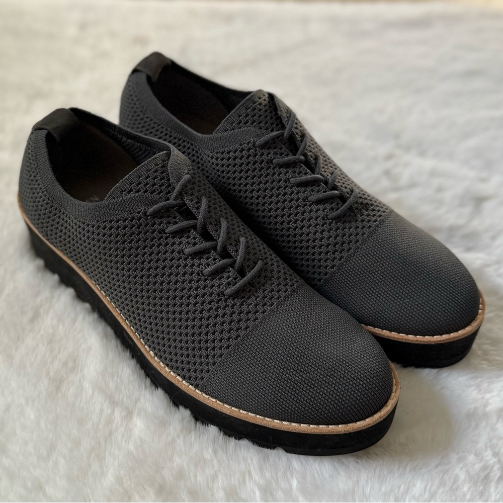 EILEEN FISHER 10 Eddy Knit Platform Oxford Loafers in Graphite Grey • Eddy 2 - Picture 11 of 15